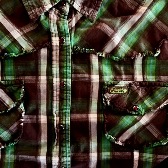 Vintage Cowgirl Hardware Plaid Western Shirt with Pearl Snaps, XXL (L) - Picture 5 of 8